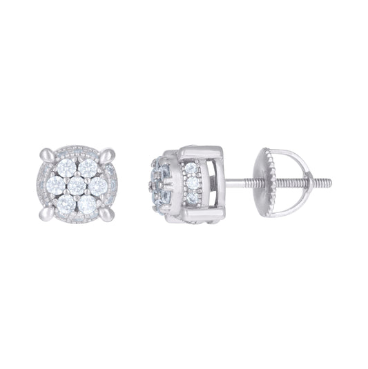Sterling Silver Or Yellow-Tone Mens Cubic-Zirconia Fashion Stud Earrings