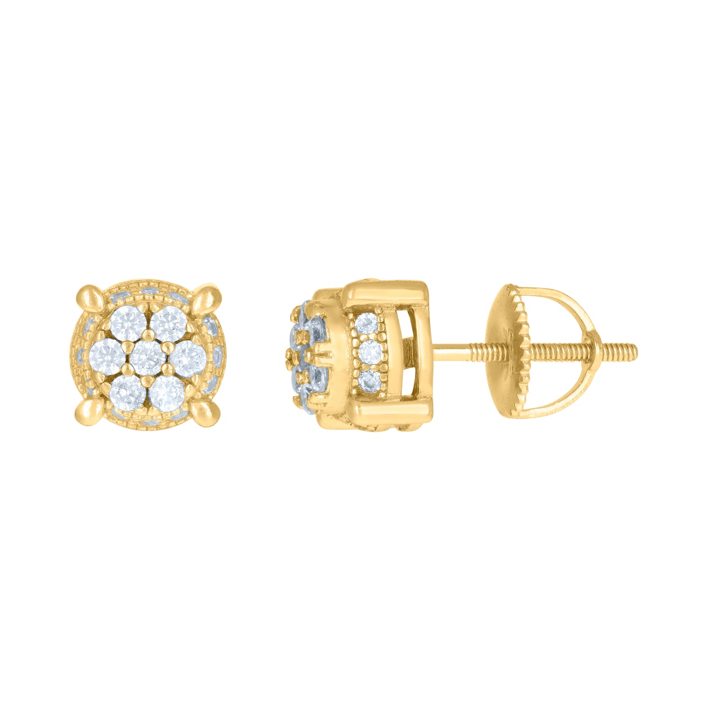 Sterling Silver Or Yellow-Tone Mens Cubic-Zirconia Fashion Stud Earrings