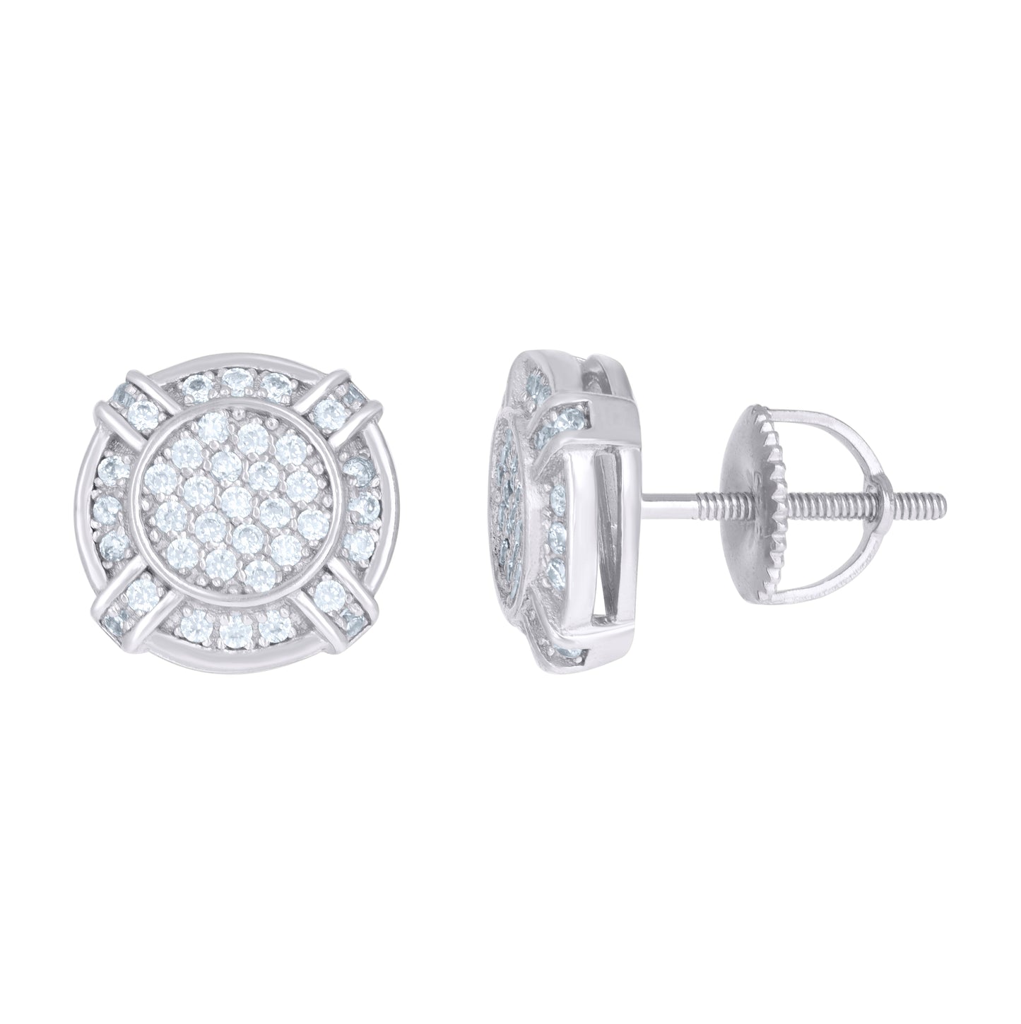 Sterling Silver Or Yellow-Tone Mens Cubic-Zirconia Fashion Stud Earrings