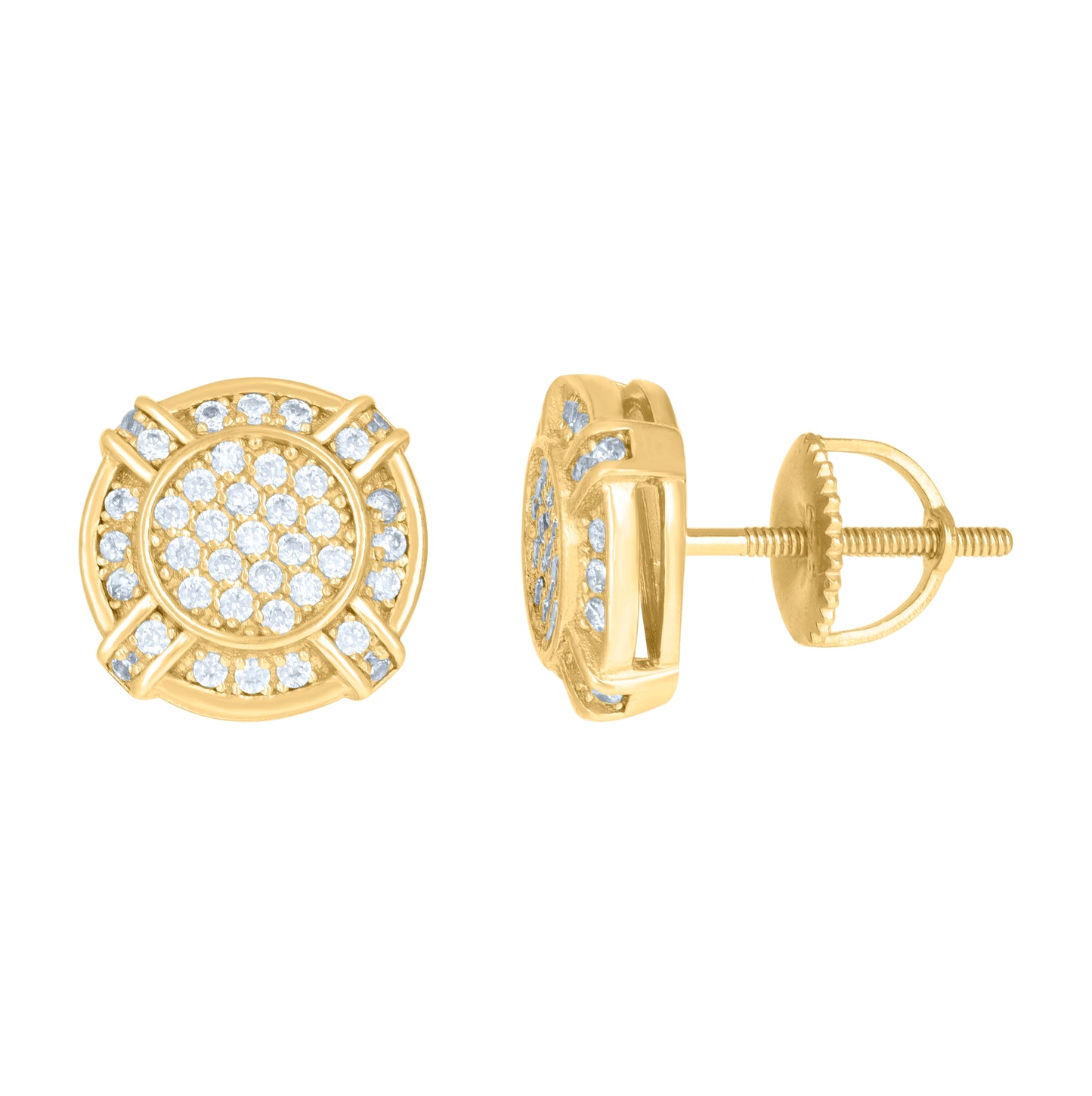 Sterling Silver Or Yellow-Tone Mens Cubic-Zirconia Fashion Stud Earrings
