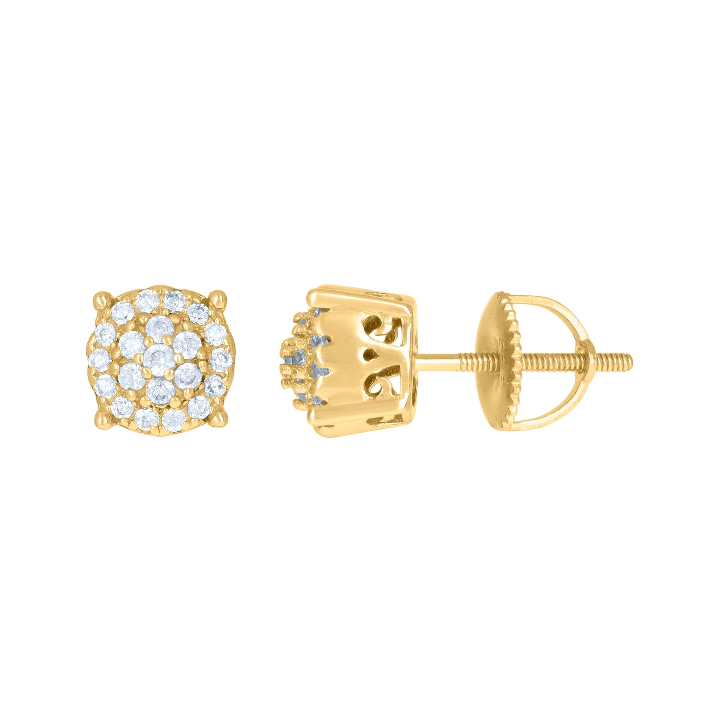 Sterling Silver Or Yellow-Tone Mens Cubic-Zirconia Fashion Stud Earrings