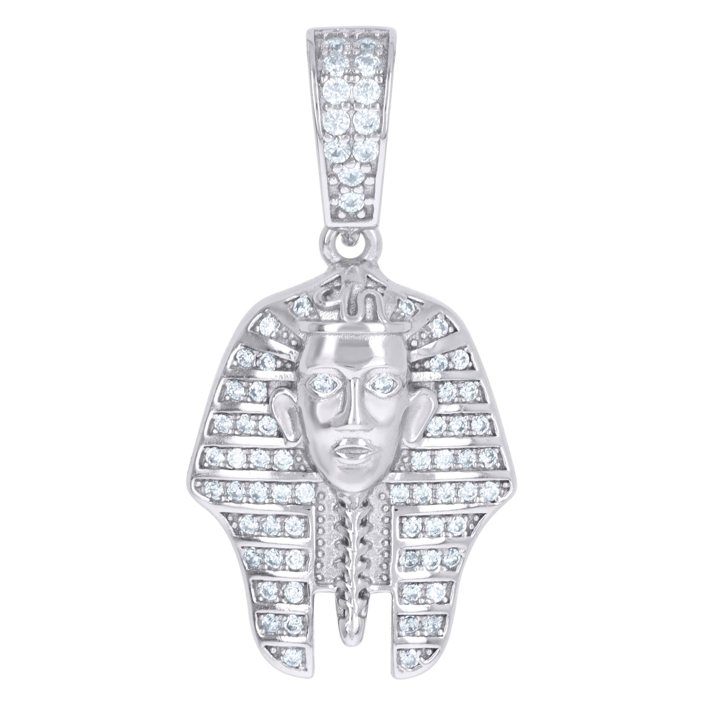 Sterling Silver Mens Cubic-Zirconia Egyptian Pharaoh Fashion Charm Pendant