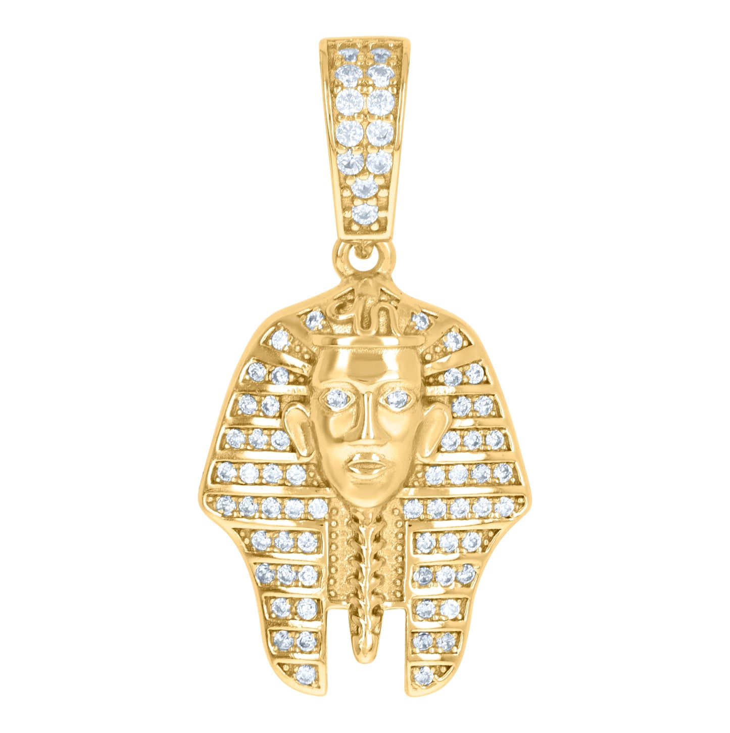 Sterling Silver Mens Cubic-Zirconia Egyptian Pharaoh Fashion Charm Pendant