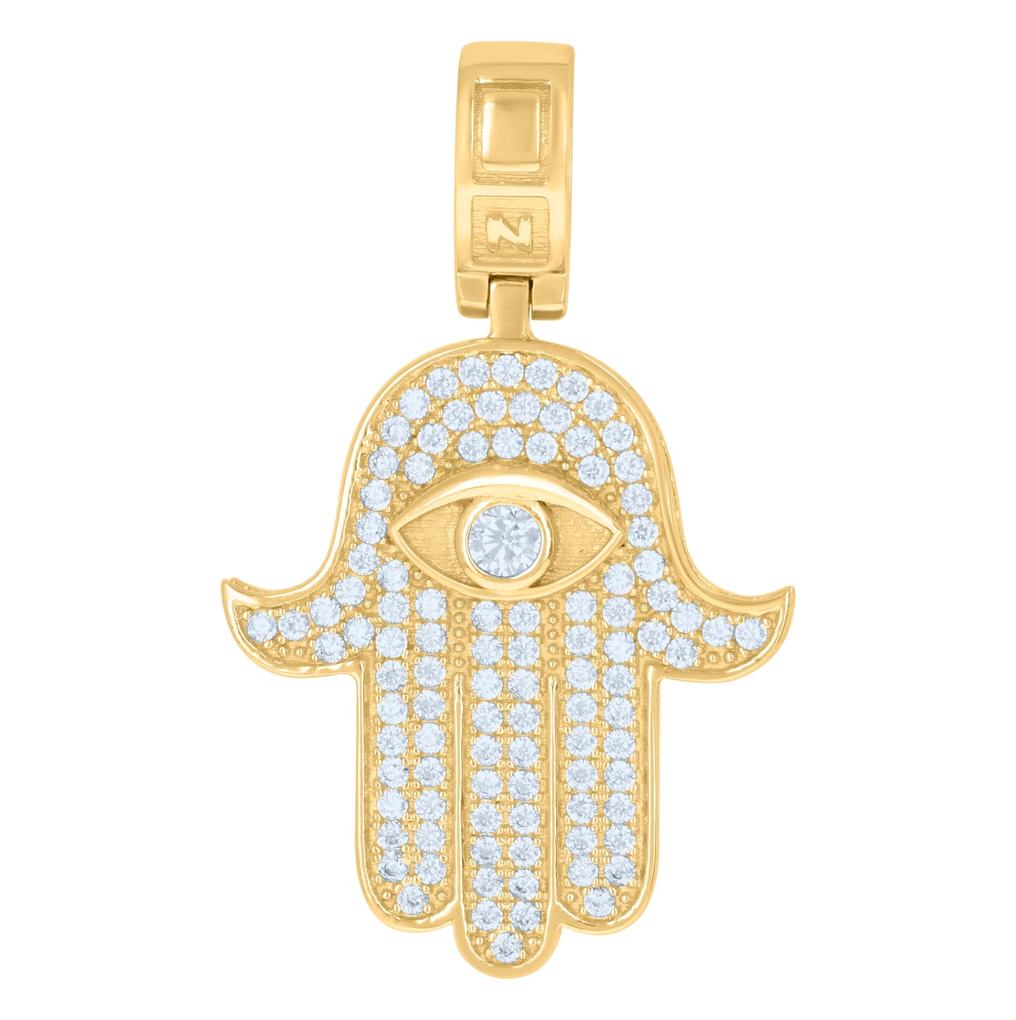 Sterling Silver Mens Cubic-Zirconia Hamsa Symbols Religious Charm Pendant