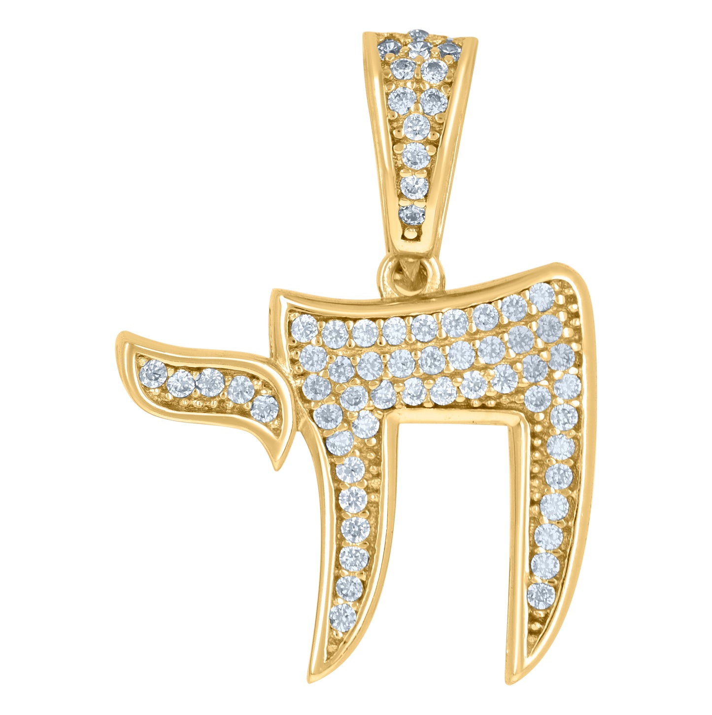 Sterling Silver Mens Cubic-Zirconia Chai Symbols Charm Pendant