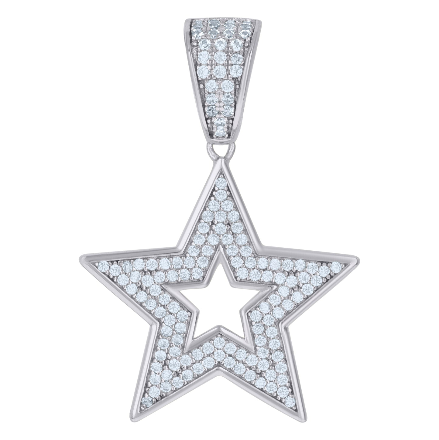 Sterling Silver Mens Cubic-Zirconia Star Celestial Charm Pendant