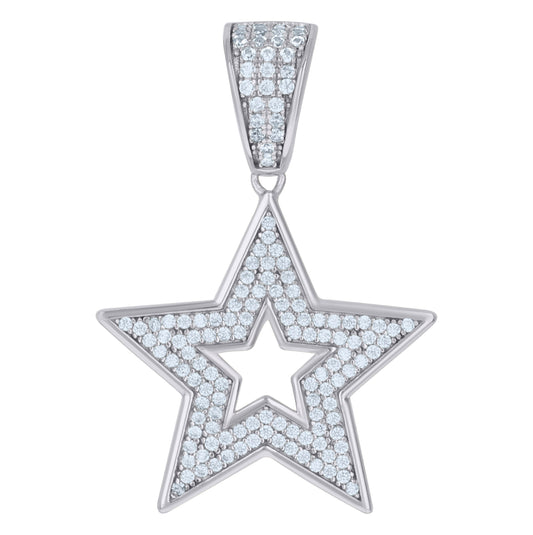 Sterling Silver Mens Cubic-Zirconia Star Celestial Charm Pendant