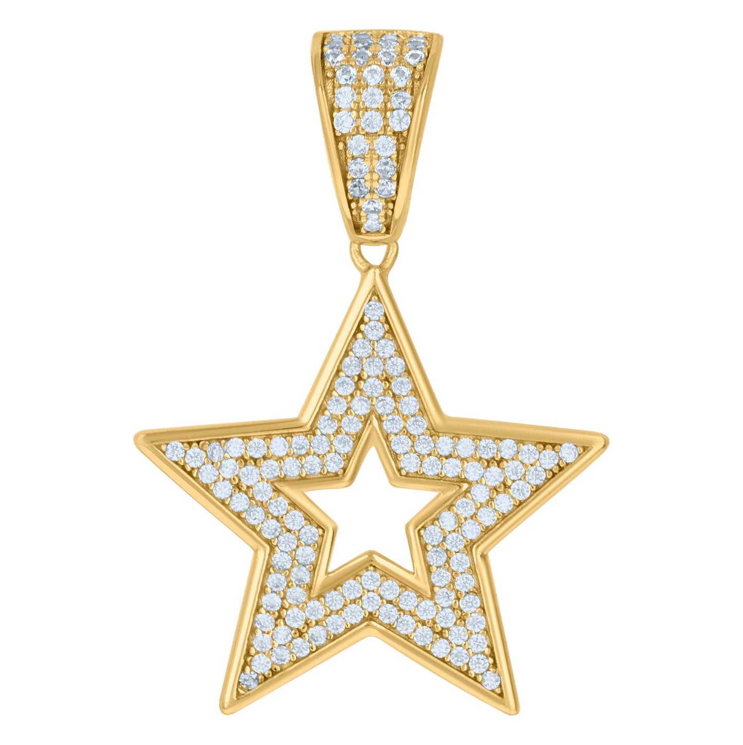 Sterling Silver Mens Cubic-Zirconia Star Celestial Charm Pendant