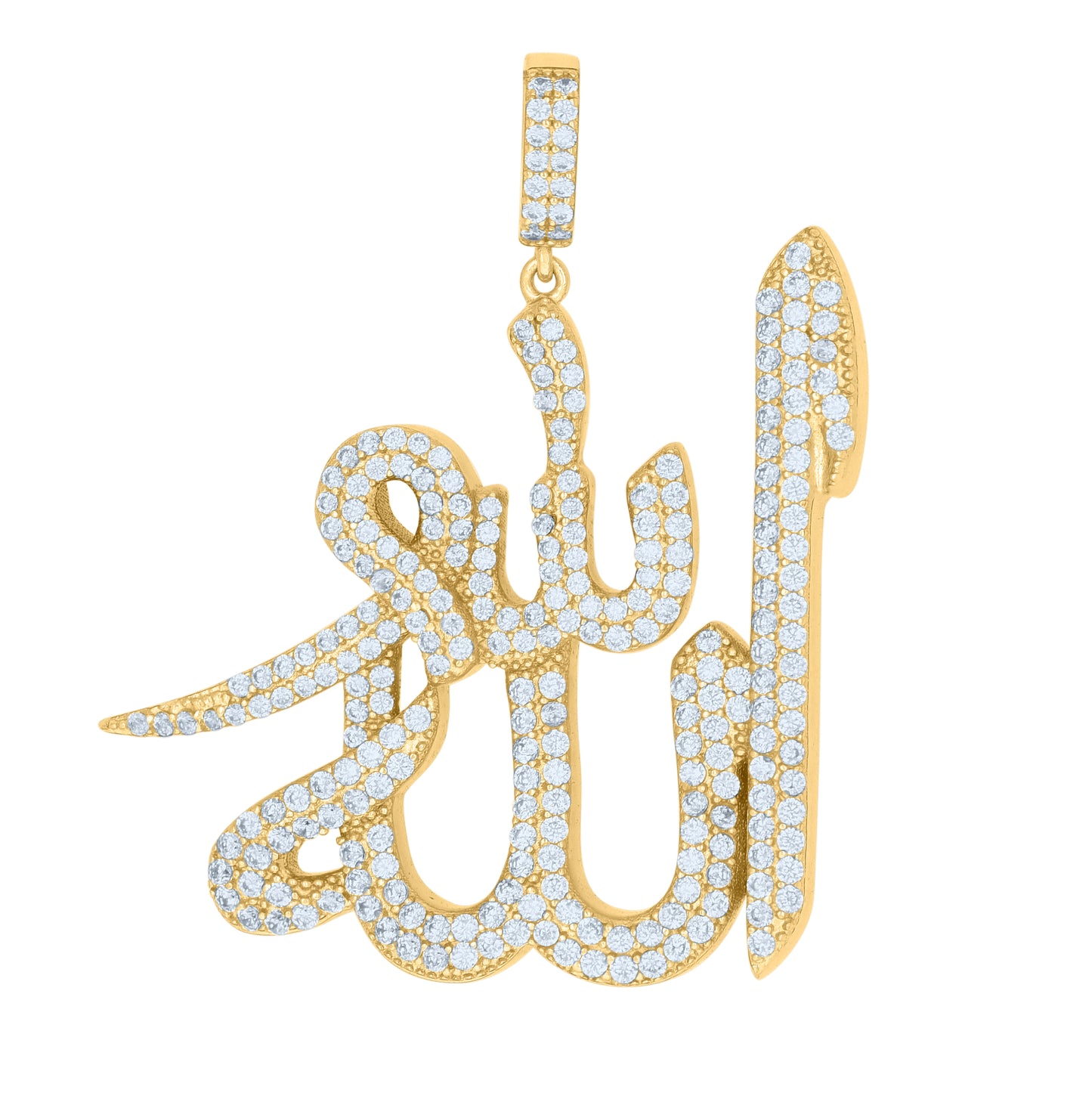 Sterling Silver Mens Cubic-Zirconia Allah Symbols Charm Pendant