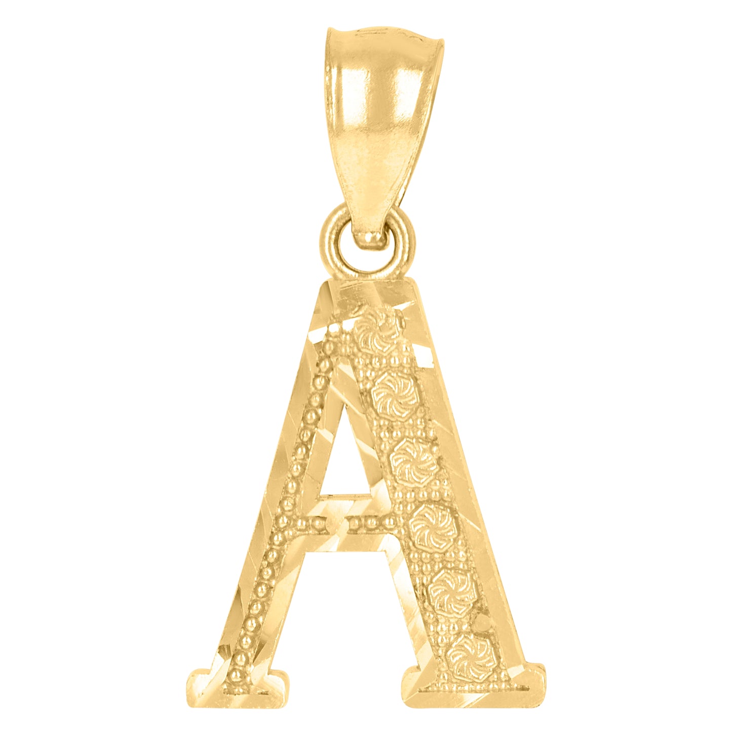 10K Yellow Gold Unisex Initial Alphabet Charm Pendant