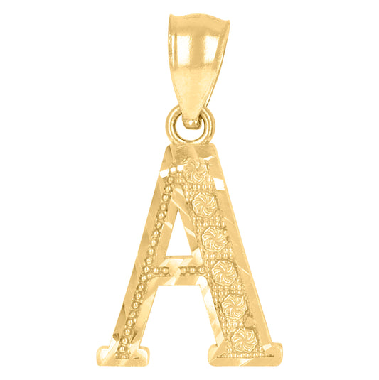10K Yellow Gold Unisex Initial Alphabet Charm Pendant