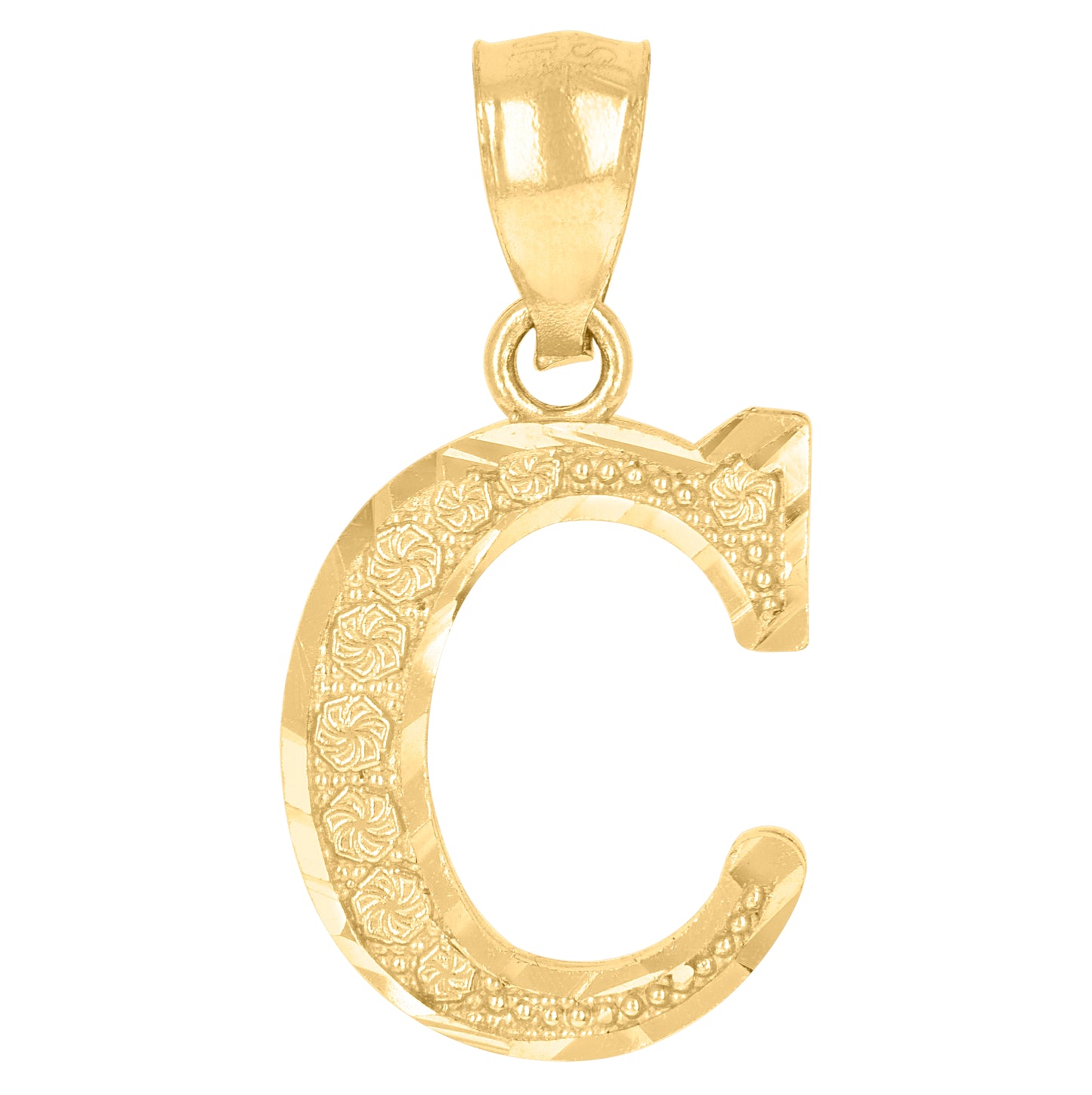 10K Yellow Gold Unisex Initial Alphabet Charm Pendant