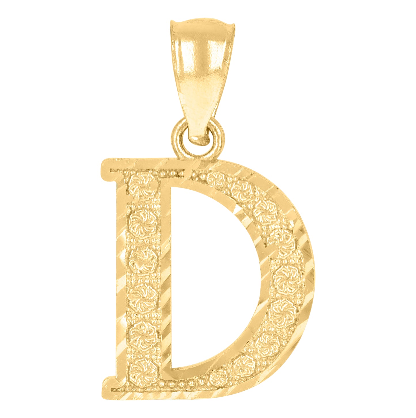 10K Yellow Gold Unisex Initial Alphabet Charm Pendant