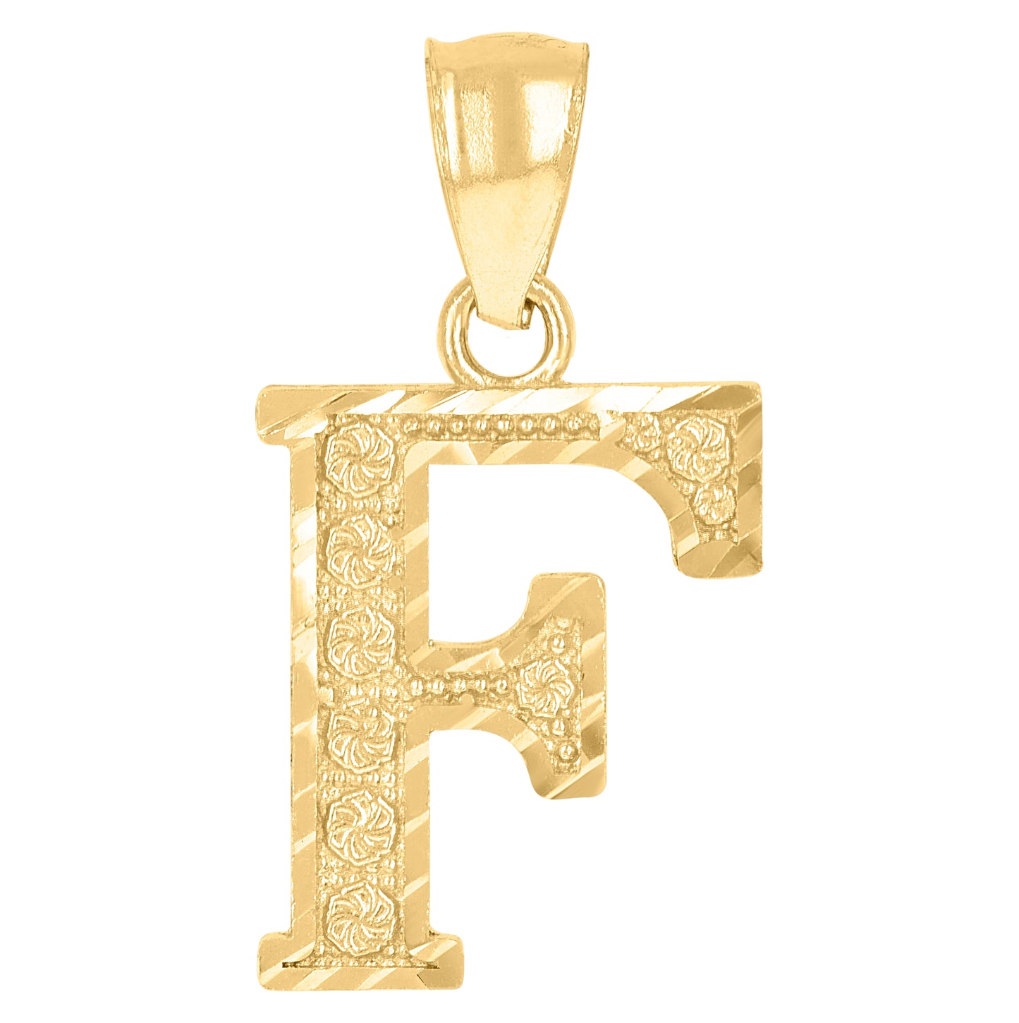 10K Yellow Gold Unisex Initial Alphabet Charm Pendant