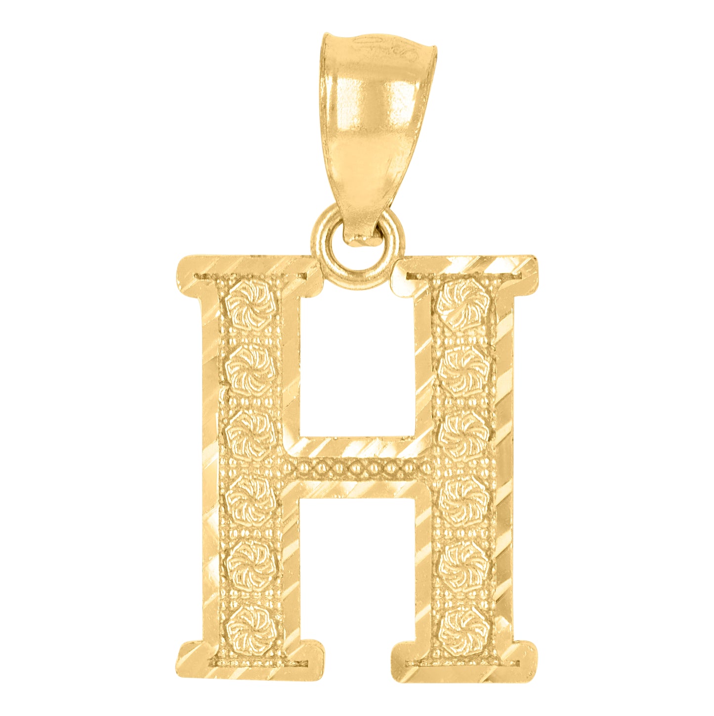 10K Yellow Gold Unisex Initial Alphabet Charm Pendant