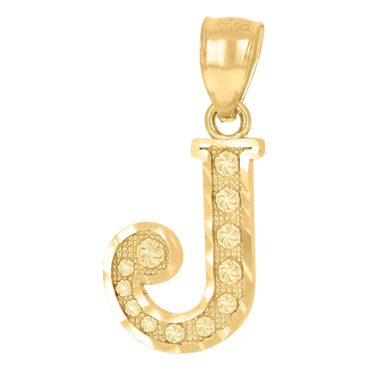 10K Yellow Gold Unisex Initial Alphabet Charm Pendant