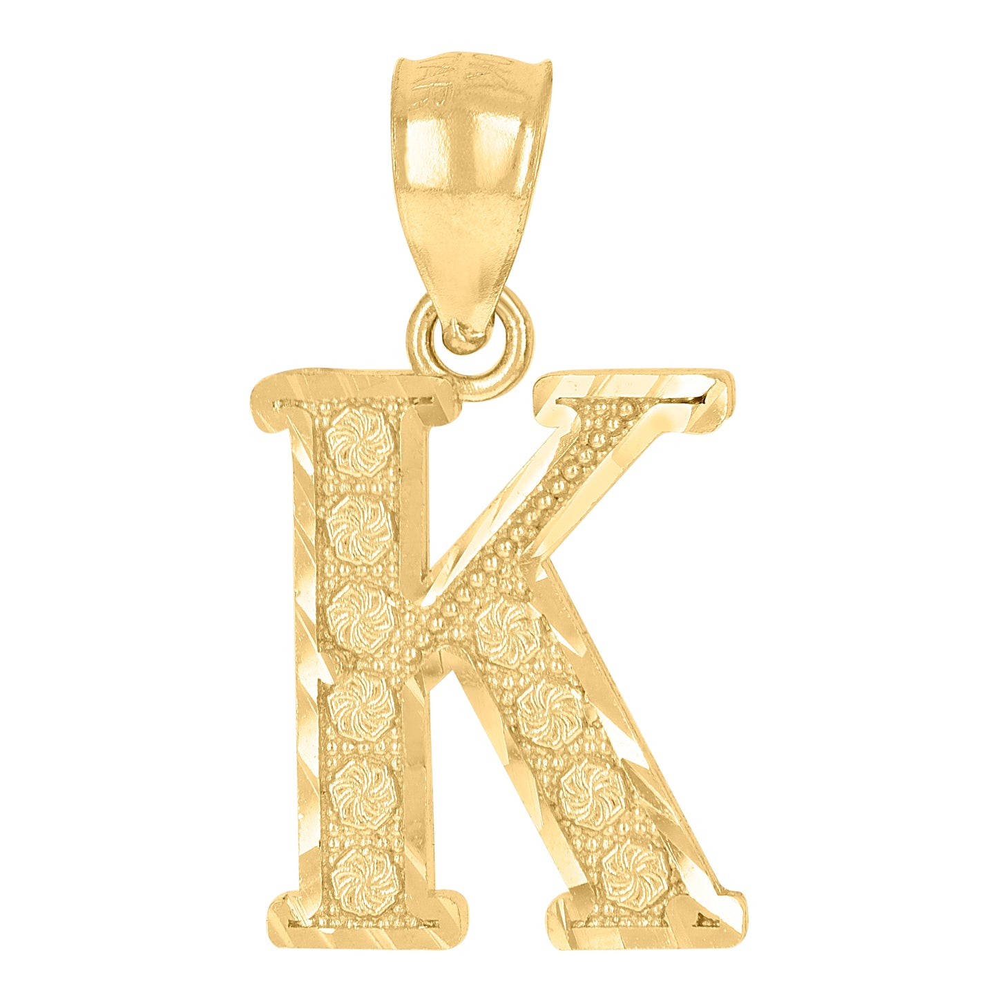 10K Yellow Gold Unisex Initial Alphabet Charm Pendant