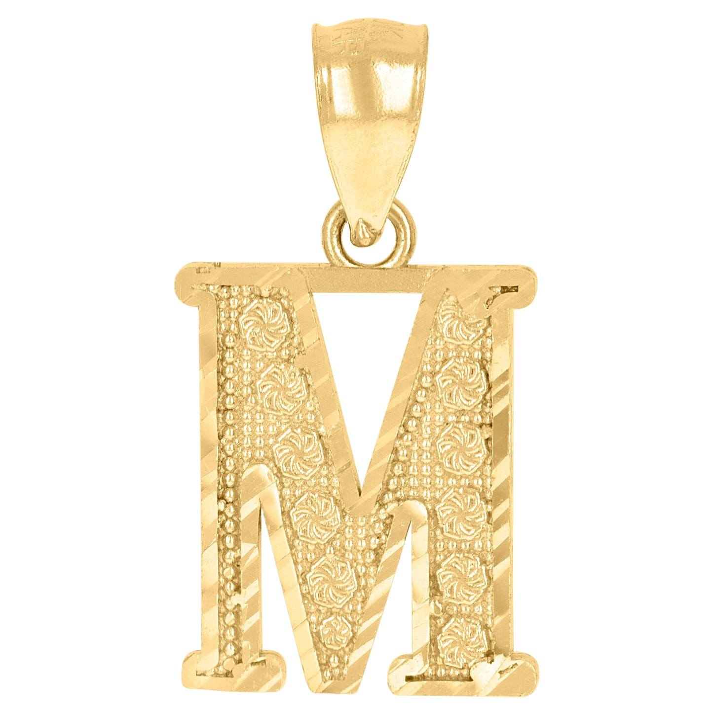 10K Yellow Gold Unisex Initial Alphabet Charm Pendant