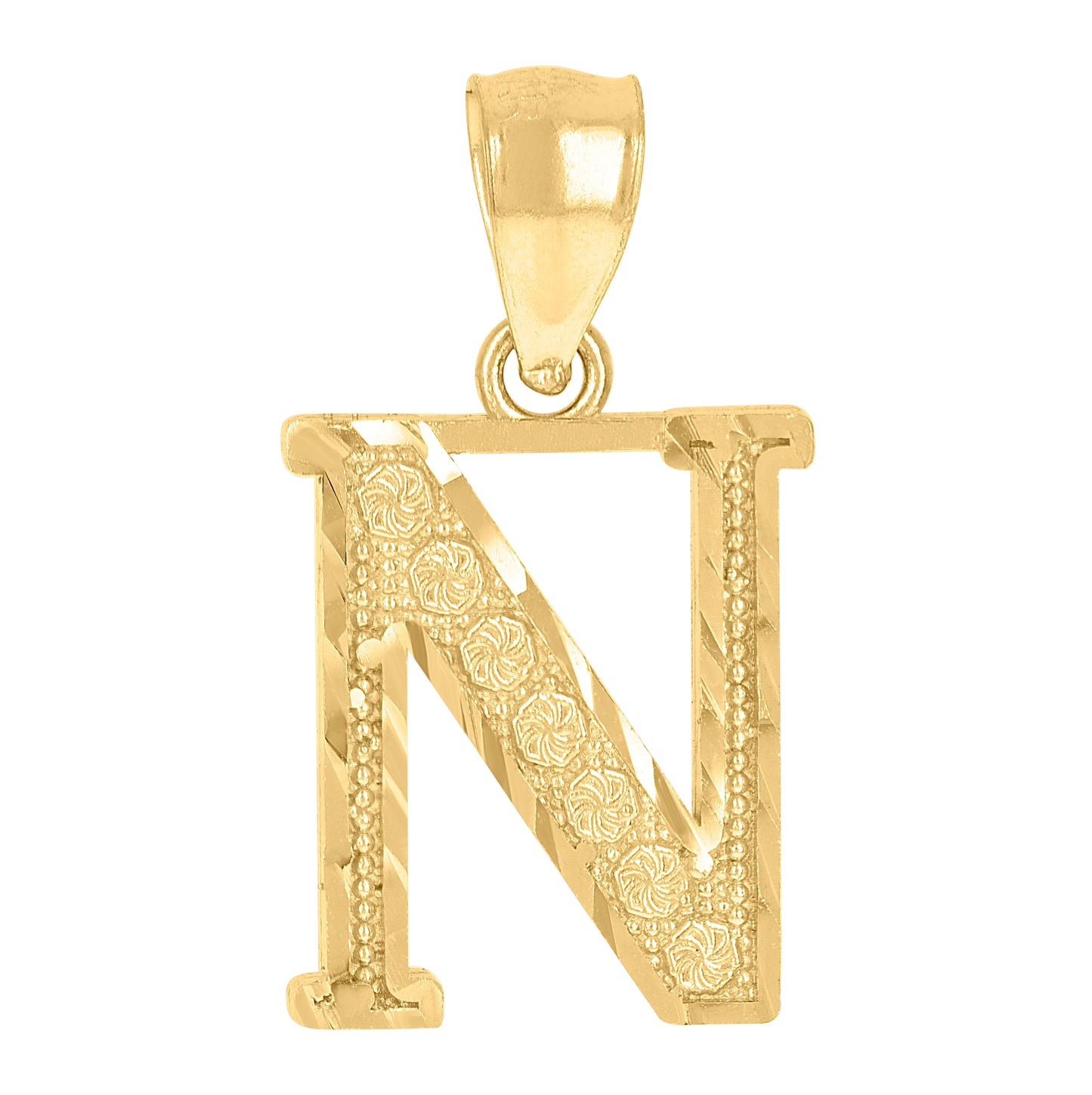 10K Yellow Gold Unisex Initial Alphabet Charm Pendant