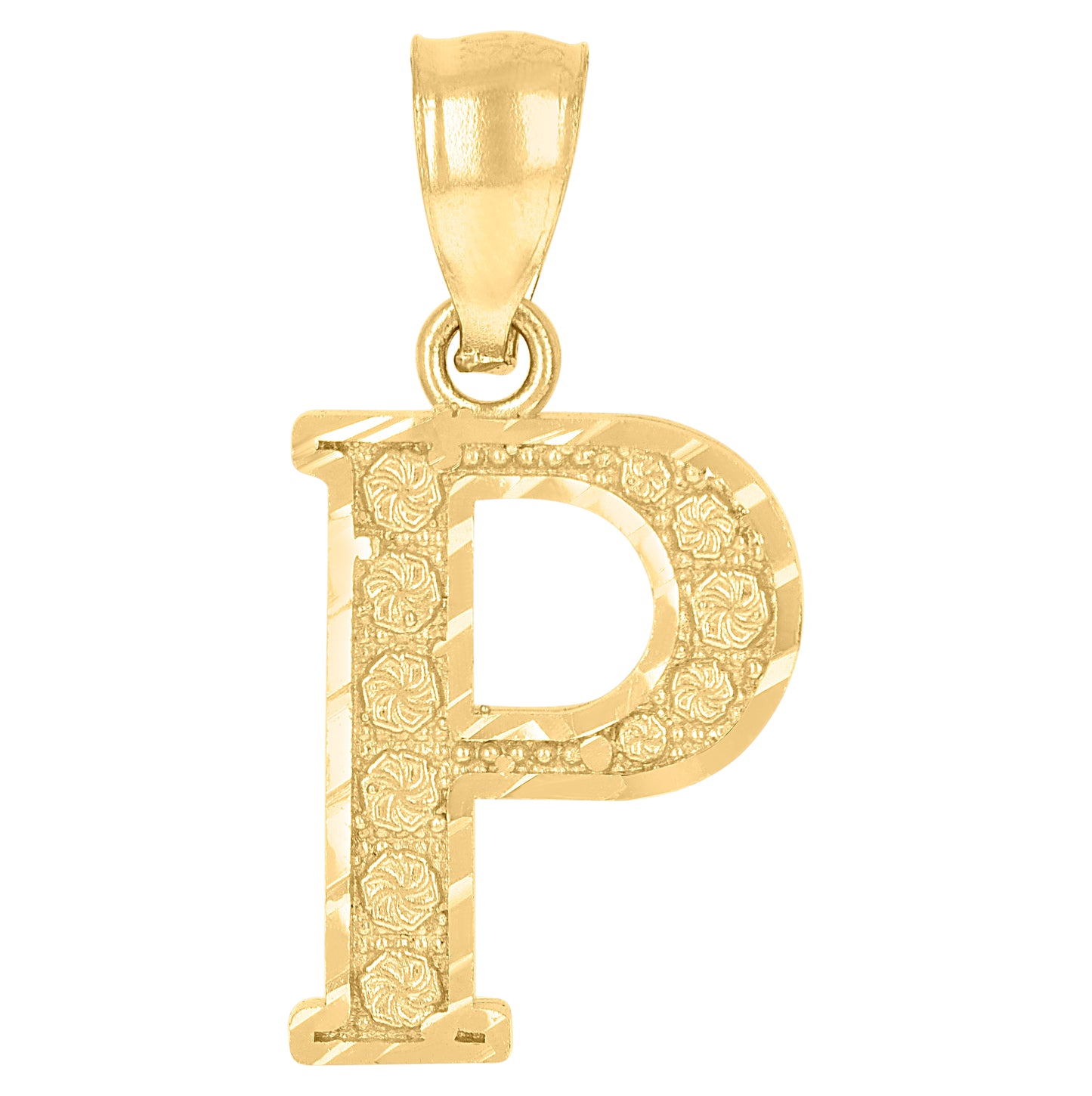 10K Yellow Gold Unisex Initial Alphabet Charm Pendant