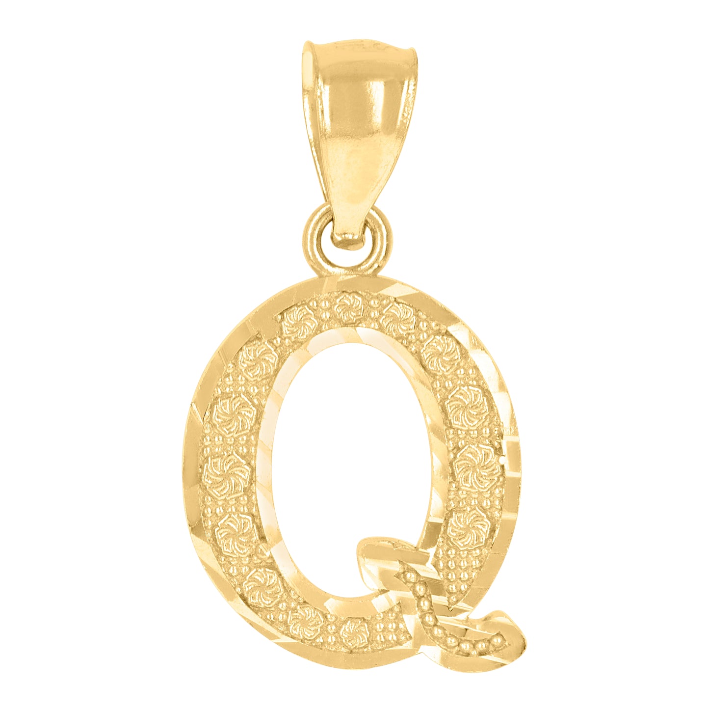 10K Yellow Gold Unisex Initial Alphabet Charm Pendant