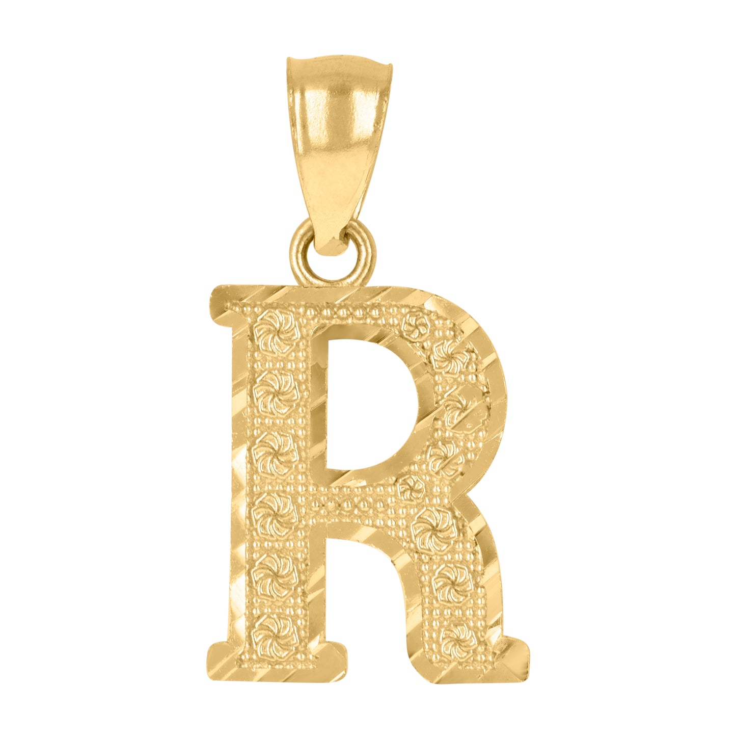 10K Yellow Gold Unisex Initial Alphabet Charm Pendant