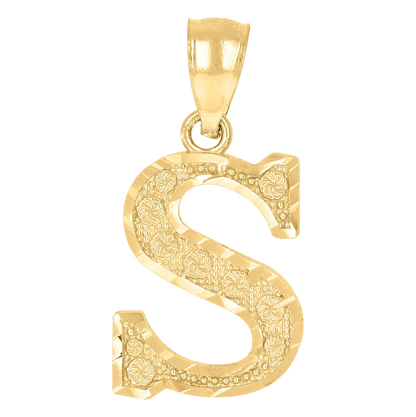 10K Yellow Gold Unisex Initial Alphabet Charm Pendant