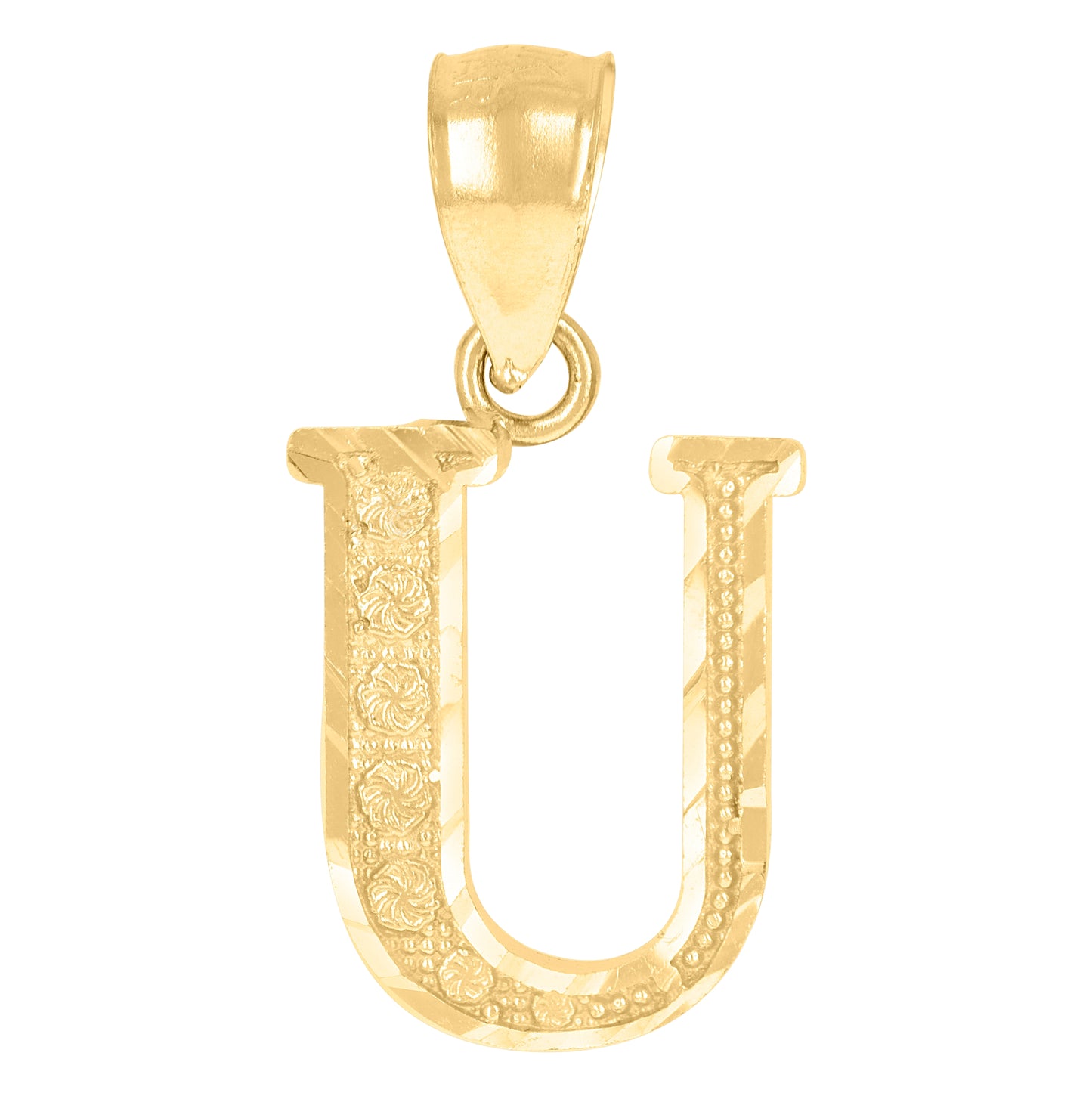 10K Yellow Gold Unisex Initial Alphabet Charm Pendant