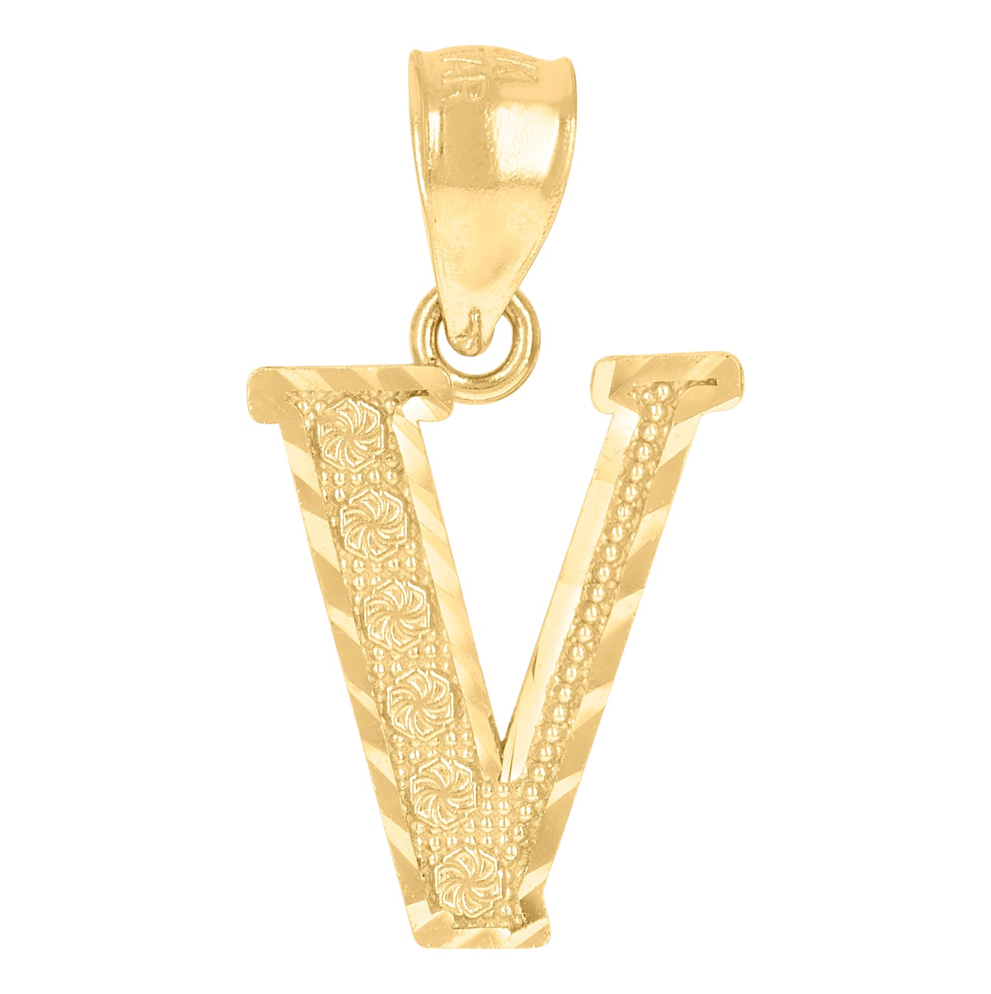 10K Yellow Gold Unisex Initial Alphabet Charm Pendant