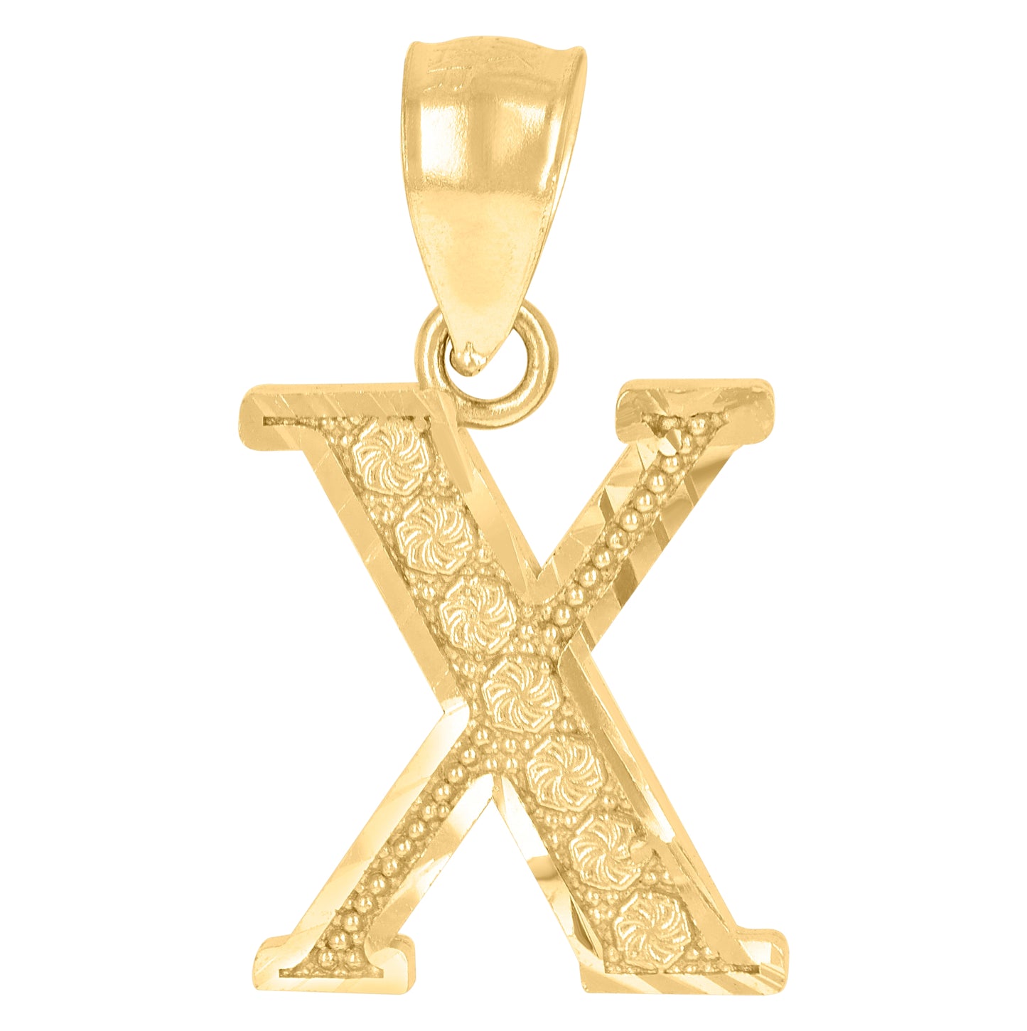 10K Yellow Gold Unisex Initial Alphabet Charm Pendant