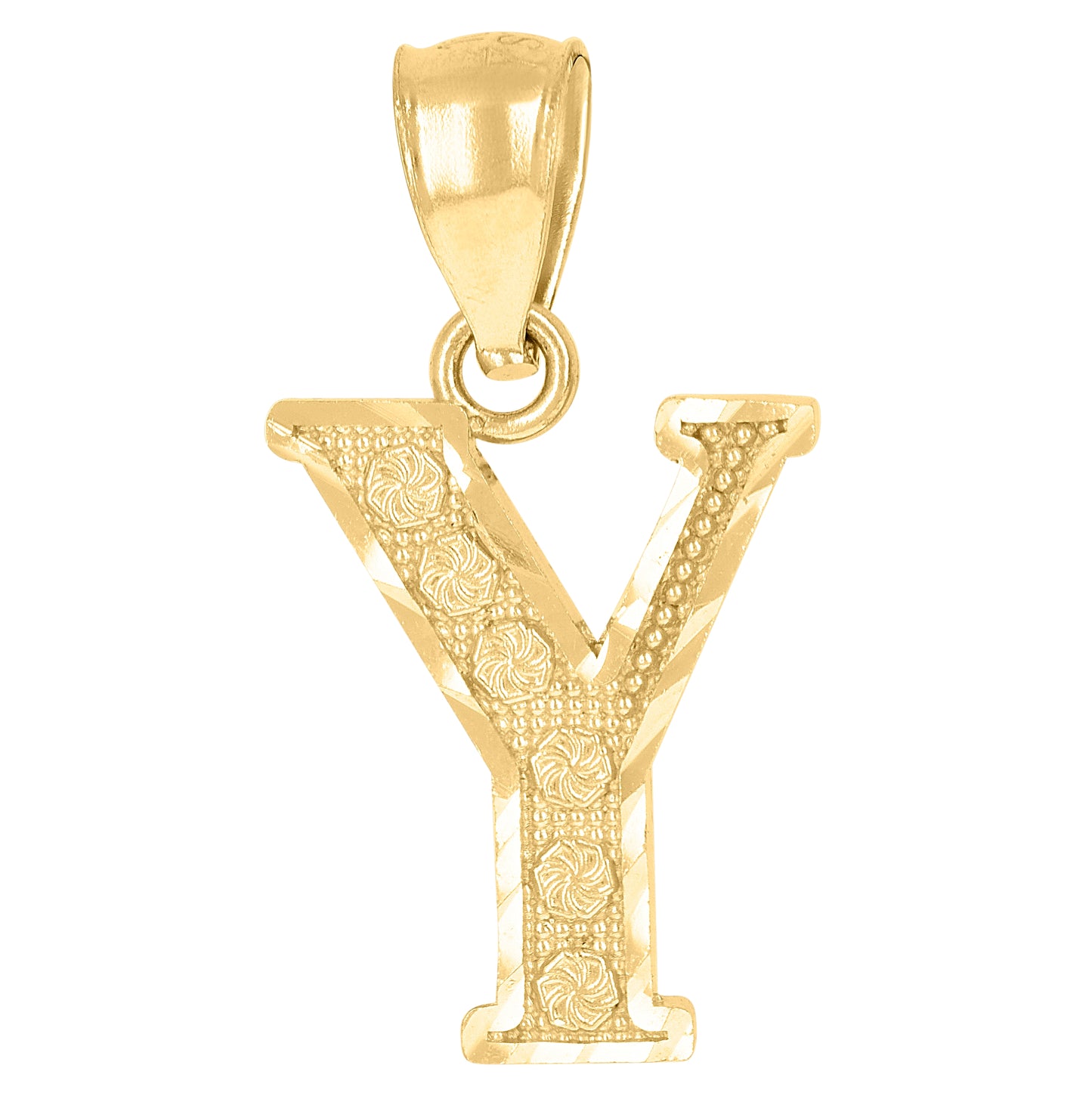 10K Yellow Gold Unisex Initial Alphabet Charm Pendant