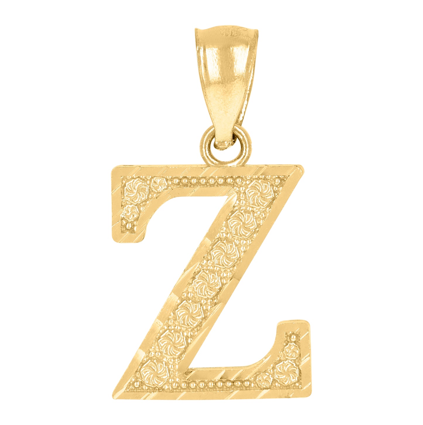 10K Yellow Gold Unisex Initial Alphabet Charm Pendant