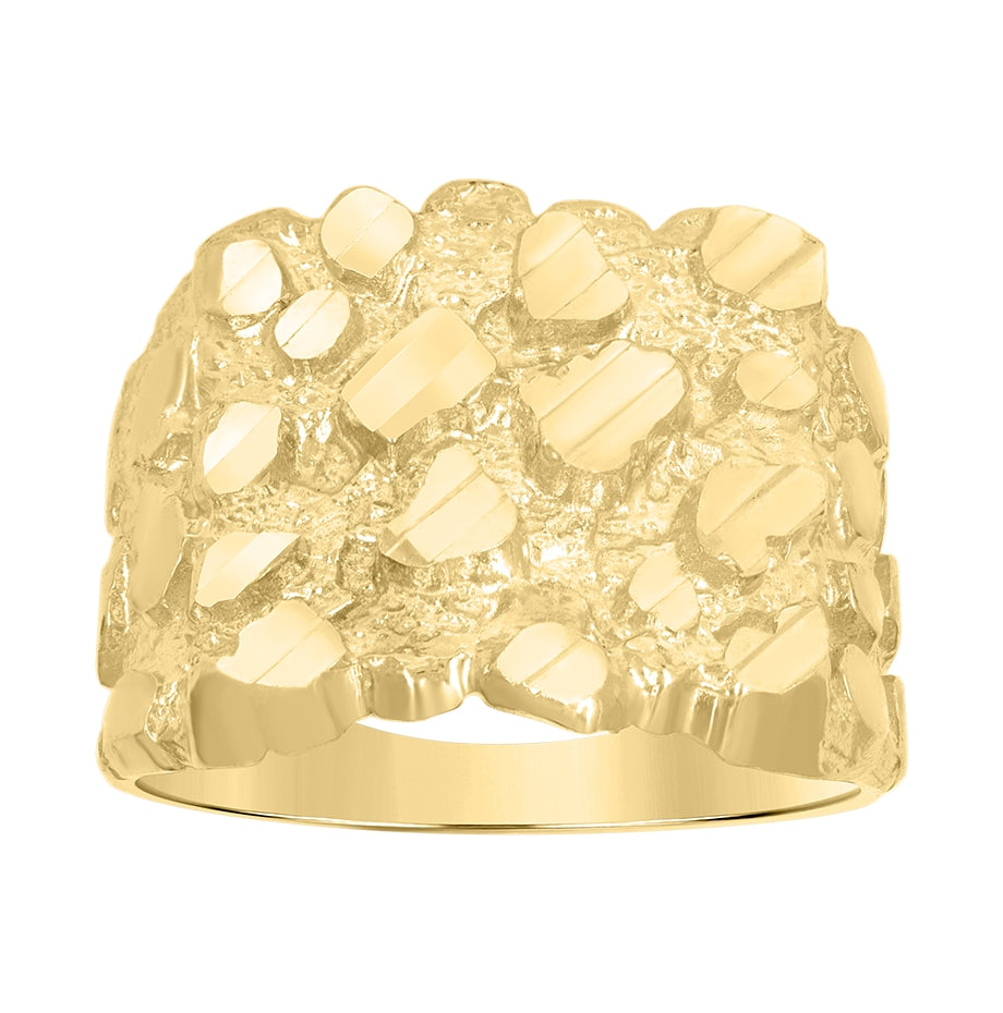 10K Yellow Gold Mens Nugget Fashion Ring