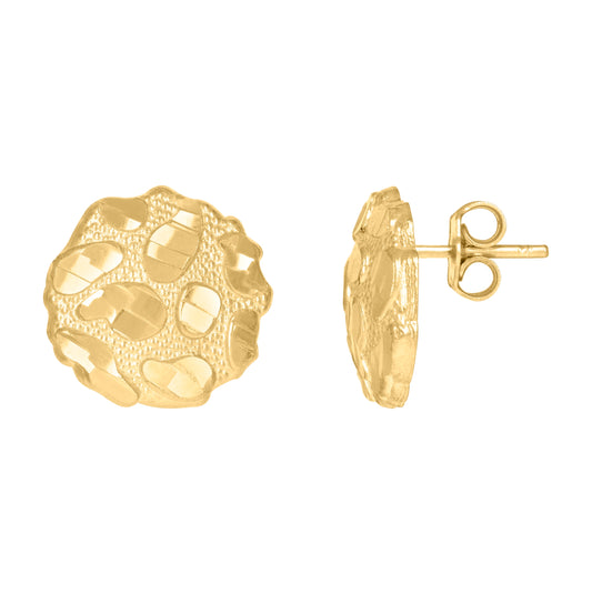 10K Yellow Gold Mens Nugget Stud Earrings