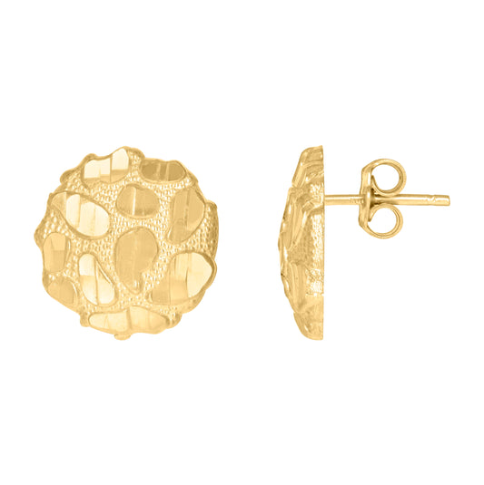 10K Yellow Gold Mens Nugget Stud Earrings