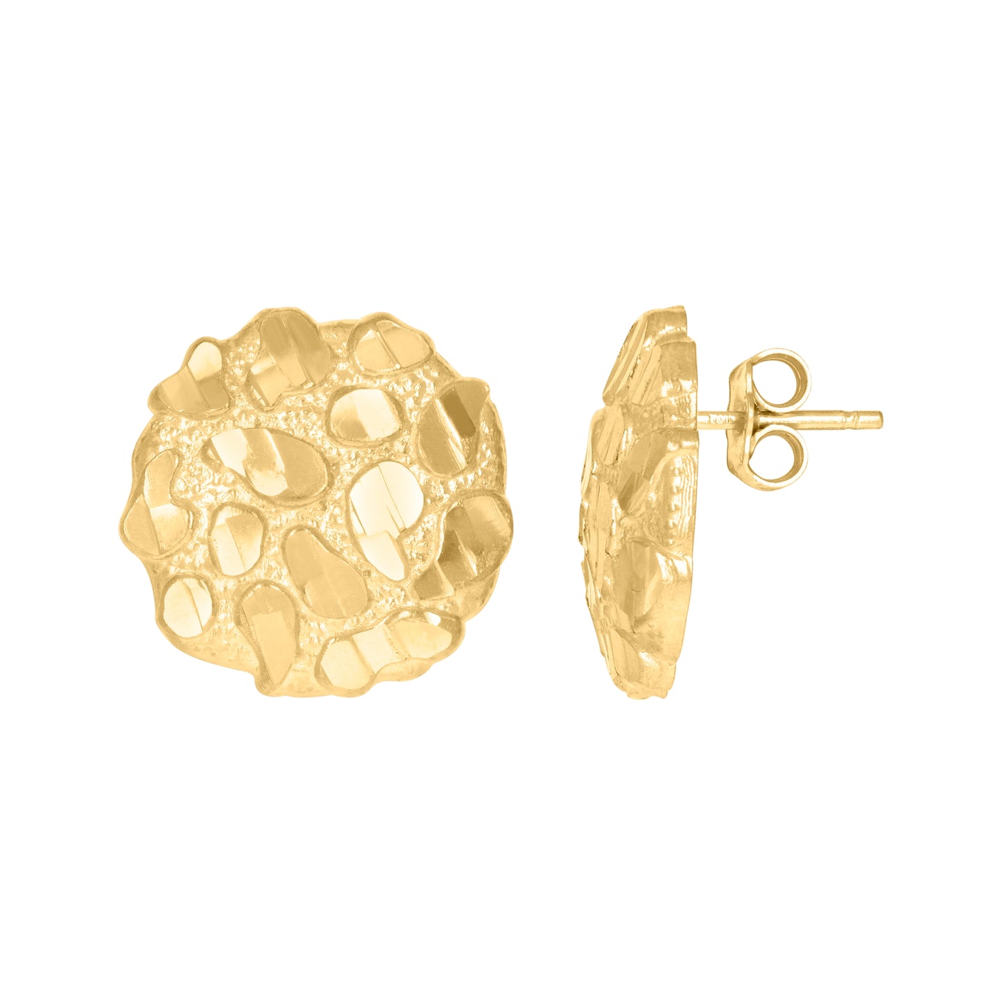 10K Yellow Gold Mens Nugget Stud Earrings