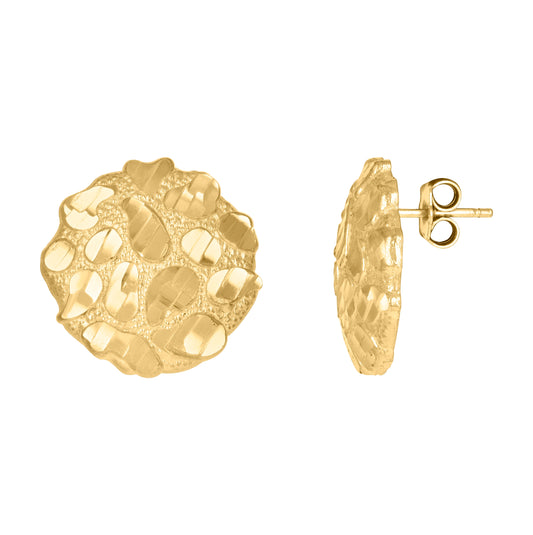 10K Yellow Gold Mens Nugget Stud Earrings