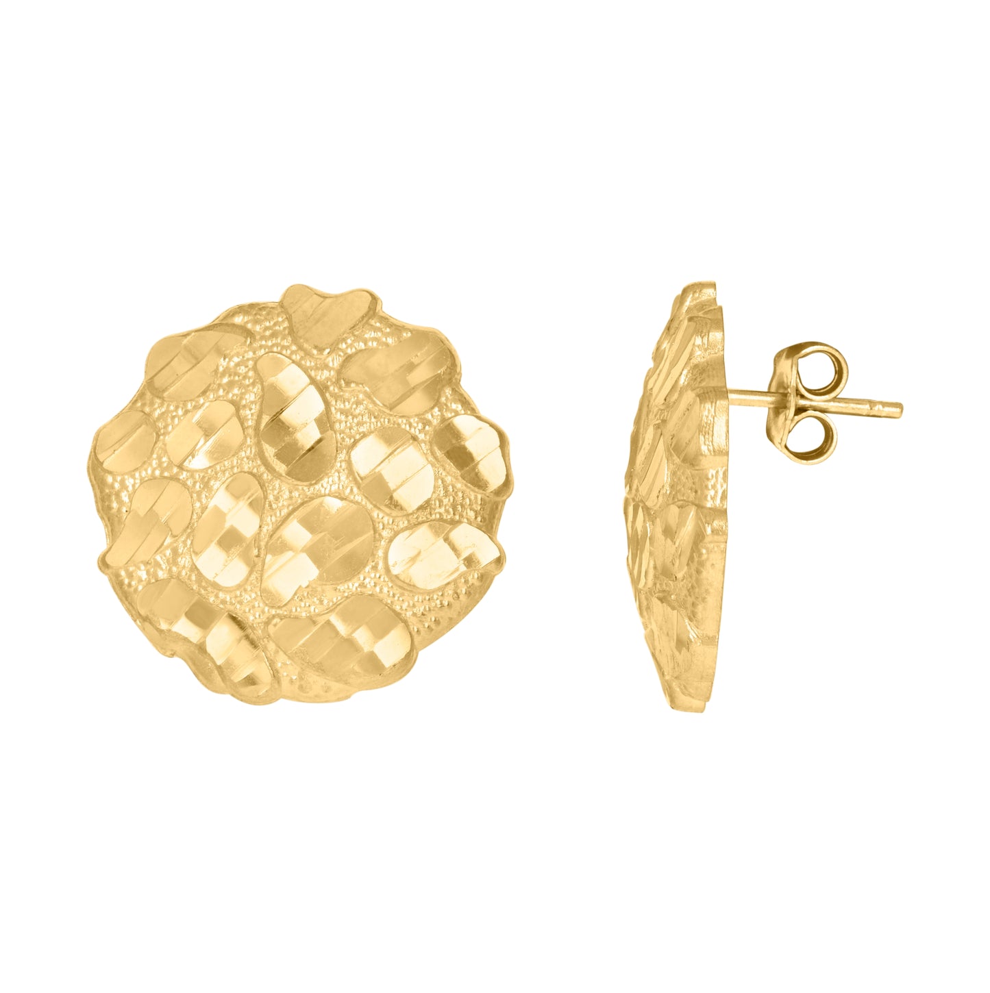 10K Yellow Gold Mens Nugget Stud Earrings