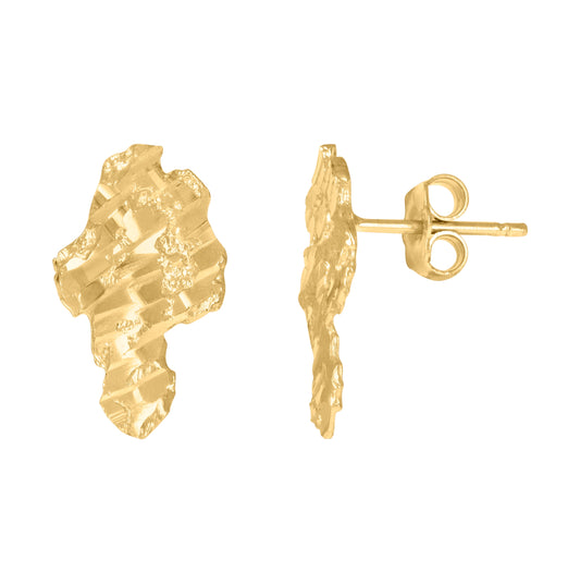 10K Yellow Gold Mens Nugget Stud Earrings