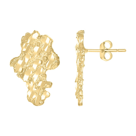 10K Yellow Gold Mens Nugget Stud Earrings