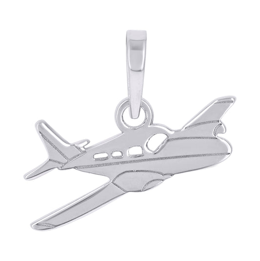 Sterling Silver Unisex Airplane Fashion Charm Pendant