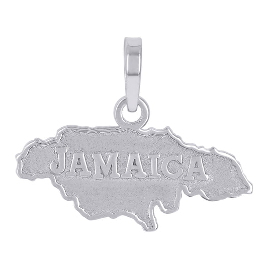 Sterling Silver Unisex Jamaica Map Charm Pendant