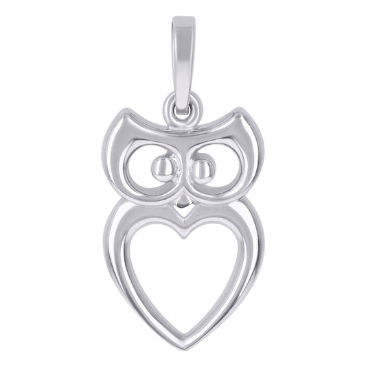 Sterling Silver Unisex Owl Bird Wildlife Charm Pendant