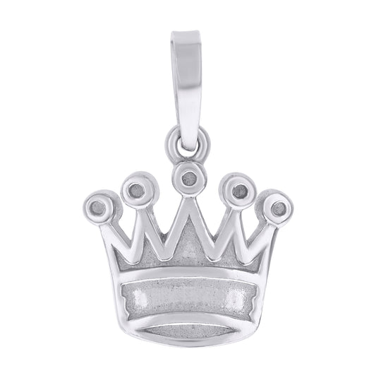 Sterling Silver Mens Crown Fashion Charm Pendant