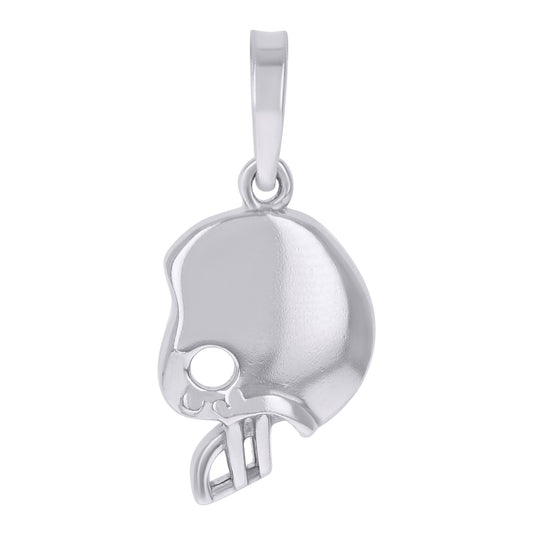 Sterling Silver Mens Helmet Sports Charm Pendant