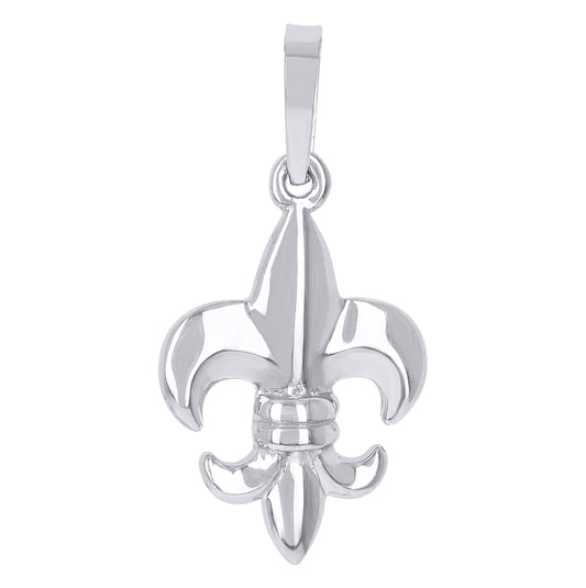 Sterling Silver Unisex Fleur De Lis Symbol Religious Charm Pendant