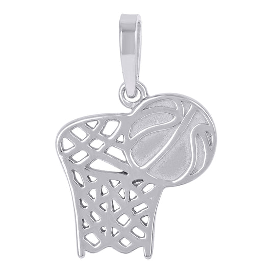 Sterling Silver Mens Basket Ball Sports Charm Pendant