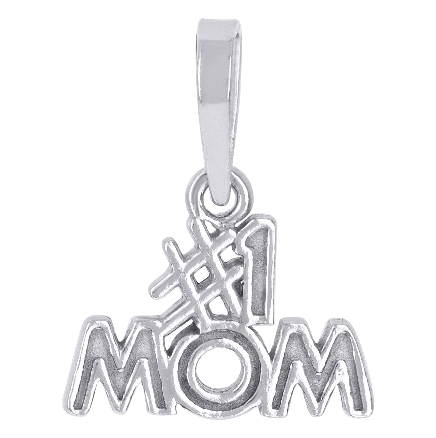 Sterling Silver Womens #1 Mom Charm Pendant