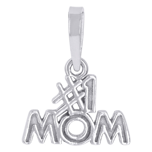Sterling Silver Womens #1 Mom Charm Pendant