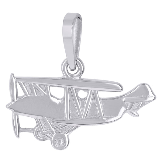 Sterling Silver Mens Airplane Fashion Charm Pendant